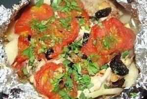 Обед в фольге - курица с овощами
