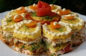 Праздничный закусочный торт