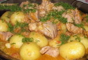 Мясо с овощами и молодым картофелем