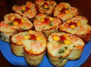 рецепт Рисовая запеканка с креветками и кукурузой