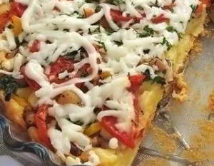 Открытый пирог с курицей и болгарским перцем