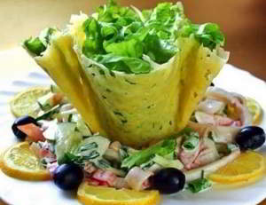 Сырные корзиночки с кальмарами