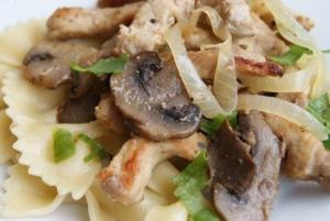 Мясо с грибами тушеное