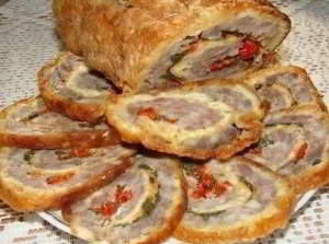 Рулет из сыра с мясным фаршем