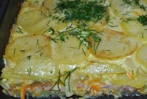 Картофельная запеканка с ветчиной и сыром