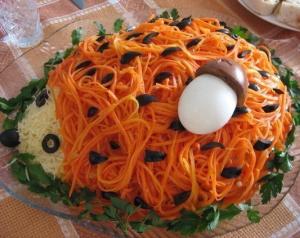 Салат Ежик с корейской морковью