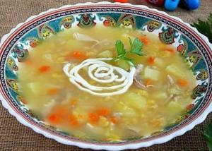Суп картофельный с бобовыми и курицей