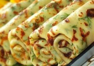 Сырные блины с зеленью