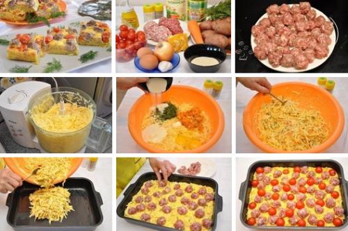 Картофельная запеканка с мясными шариками