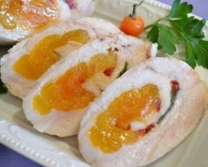 Куриные колбаски-рулетики с курагой