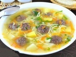 Сытный суп с мясными фрикадельками