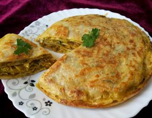 Блинный пирог с курицей