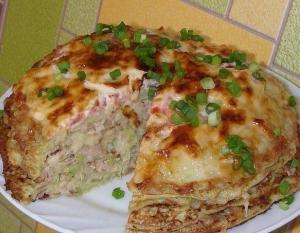 Кабачково-сырный тортик с мясом