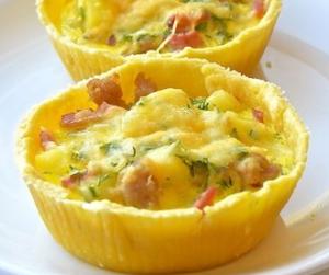 Мини киши с картошкой и мясным фаршем