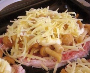 Мясо по-купечески с грибами