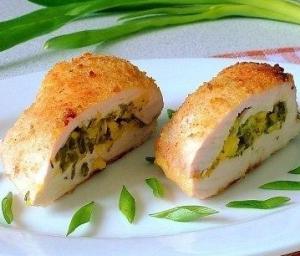 Куриное филе с творогом и зеленью
