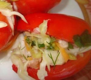 Быстрые фаршированные помидорки