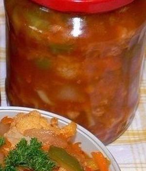Острый салат из цветной капусты на зиму