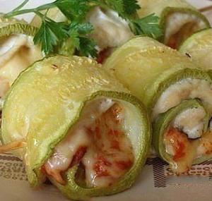 Рулеты из кабачков с курицей