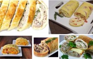 Рулеты с курицей и мясом